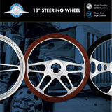 Chrome Aluminum 18" Steering Wheel - 3-Spoke