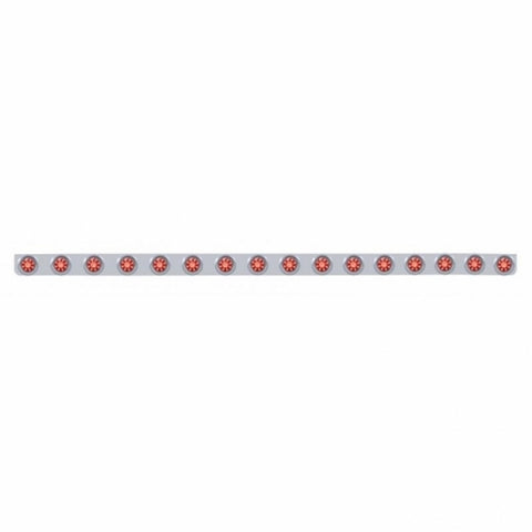 79-1/2" SS Bumper Light Bracket w/16X 9 LED 2" Beehive Lights & Visors -Red LED & Lens