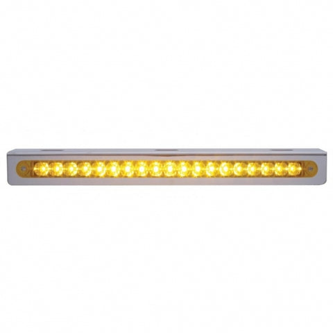 Stainless Steel Light Bracket w/ One 19 Amber LED 12" Reflector Light Bar - Amber Lens