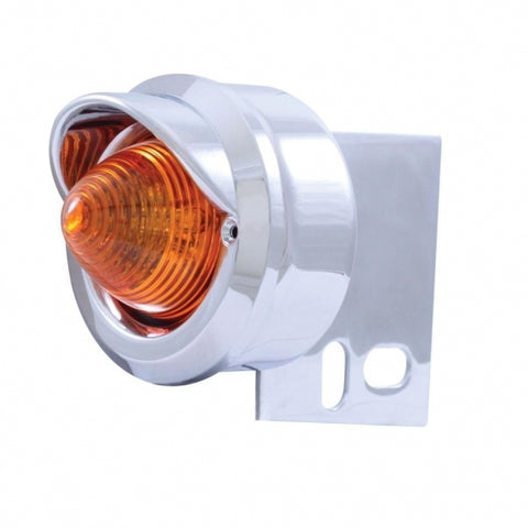 9 LED Beehive Mud Flap Hanger End Light w/ Visor - Amber LED/Amber Lens