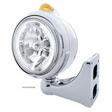 Chrome Guide 682-C Headlight H4 w/ White LED & Dual Mode LED Signal - Amber Lens