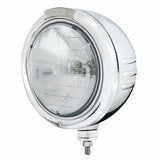 Stainless Steel Classic Embossed Stripe Headlight H6024 & Dual Mode LED Signal-Clear Lens