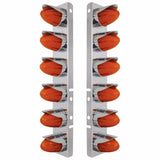 Peterbilt Stainless Front Air Cleaner Bracket w/ Twelve 9 LED Dual Function "GLO" Watermelon Lights & Visors - Amber LED/Amber Lens