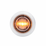 Peterbilt Stainless Front Air Cleaner Bracket w/ Twenty Six 3 LED Dual Function Mini Lights & Stainless Bezels - Amber LED/Clear Lens