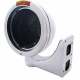 Stainless Steel "Classic" Headlight No Bulb & Turn Signal Light - Amber Lens