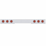 Chrome 1 Piece Rear Light Bar w/ Six 12 LED 4" Reflector Lights & Bezels - Red LED/Red Lens