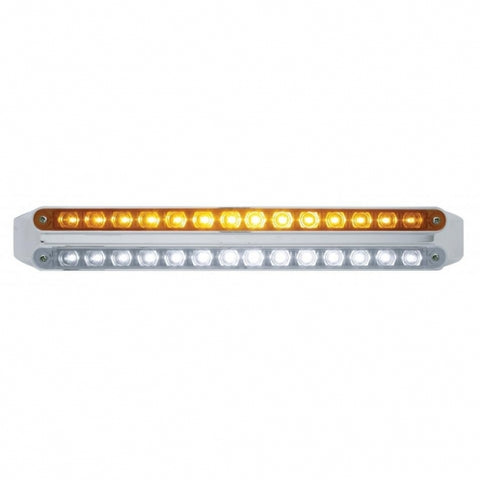 Dual 14 LED 12" Light Bars - Amber & White LED/Amber & Clear Lens