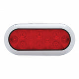 10 LED Oval Stop, Turn & Tail Light w/ Bezel - Red LED/Red Lens