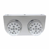 Stainless Light Bracket w/ Two 17 LED Dual Function Clear Reflector Lights - Clear Lens