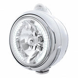 Stainless Steel Guide 682-C Headlight H4 w/ White LED & LED Signal - Clear Lens