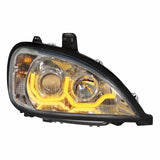 Chrome Freightliner Columbia Projection Headlight With Dual Function Amber LED Light Bar