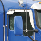 Stainless Door Window Shade For All Kenworth Trucks w/ Daylight Doors & Passenger Side Single Convex Mirror