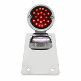 LED Chrome "Bobber" Style Vertical Tail Light With License Light - Smoke Lens