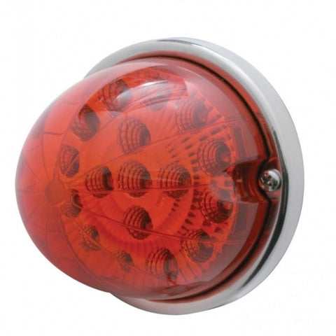 17 LED Watermelon Clear Reflector Flush Mount Kit w/ Low Profile Bezel - Red LED/Red Lens