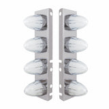 Peterbilt Stainless Front Air Cleaner Bracket w/ Eight 9 LED Dual Function "GLO" Watermelon Lights & Bezels - Amber LED/Clear Lens