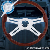 18" Chrome Steering Wheel With Skull Accent - Wood