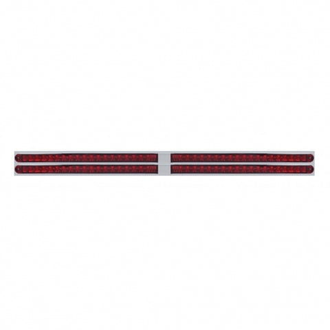 Chrome Top Mud Flap Plate w/ Four 19 LED 24" Reflector Light Bars - Red LED/Red Lens