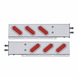 2 1/2" Bolt Pattern Stainless Spring Loaded Light Bar w/ 6 Oval 12 LED Lights & Bezel - Red LED/Red Lens