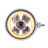 Chrome Guide 682-C Style Headlight Assembly W/LED Headlight & Dual Color Position Light