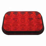 15 LED Rectangular Stop, Turn & Tail Light - Red LED/Red Lens