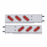 3 3/4" Bolt Pattern Stainless Spring Loaded Light Bar w/ 6 Oval 19 LED Lights & Visors - Red LED/Red Lens