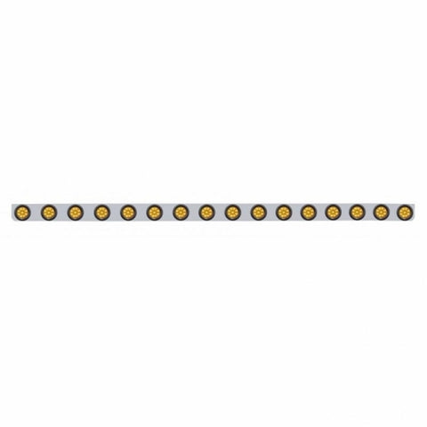 79 1/2" Stainless Bumper Light Bracket w/ Sixteen 9 LED 2" Light & Grommets - Amber LED/Amber Lens