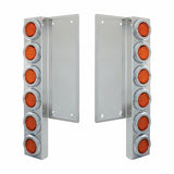 Freightliner Stainless Front Air Cleaner Bracket w/ Twelve 9 LED 2" Lights & Bezels - Amber LED/Amber Lens