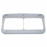 14 LED Dual Headlight Bezel w/ Visor - Amber LED/Clear Lens