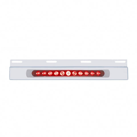 Stainless Top Mud Flap Plate w/ 11 LED Light Bar & Bezel - Red LED/Red Lens