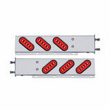 3 3/4" Bolt Pattern Stainless Spring Loaded Light Bar w/ 6 Oval LED "GLO" Light & Grommet - Red LED/Clear Lens