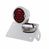 LED Chrome "Bobber" Style Horizontal Tail Light With License Light - Smoke Lens