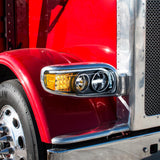 "Blackout" LED Headlight With LED Turn & Position Light Bar For 2008-2021 Peterbilt 389