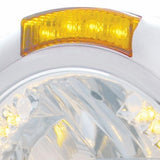 Chrome Classic Headlight H4 w/34 Amber LED & LED Signal - Amber Lens