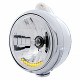 Chrome Guide 682-C Headlight H4 w/ 10 Amber LED & Dual Mode LED Signal - Clear Lens