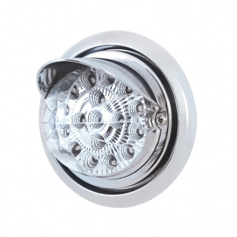 Freightliner Columbia Front Bumper Light w/ 17 LED Dual Function Clear Style Reflector Light & Visor - Amber LED/Clear Lens