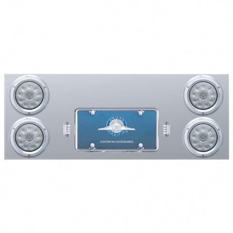 Stainless Rear Center Panel w/ Four 10 LED 4" Lights & Bezels - Red LED/Clear Lens