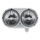 Peterbilt 359 Stainless Dual Headlight w/ 9 LED Bulb & Amber LED Position Light Bar