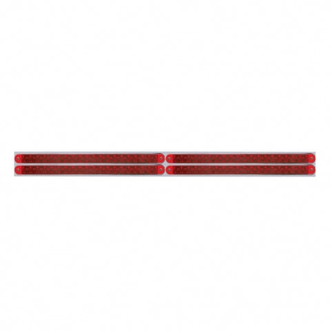 Chrome Top Mud Flap Plate w/ Four 19 LED 12" Reflector Light Bars - Red LED/Red Lens