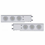 3 3/4" Bolt Pattern Chrome Spring Loaded Light Bar w/ Six 4" 7 LED Lights & Visors - Red LED/Clear Lens