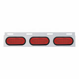 Stainless Top Mud Flap Plate w/ Three 12 LED Lights & Grommet - Red LED/Red Lens