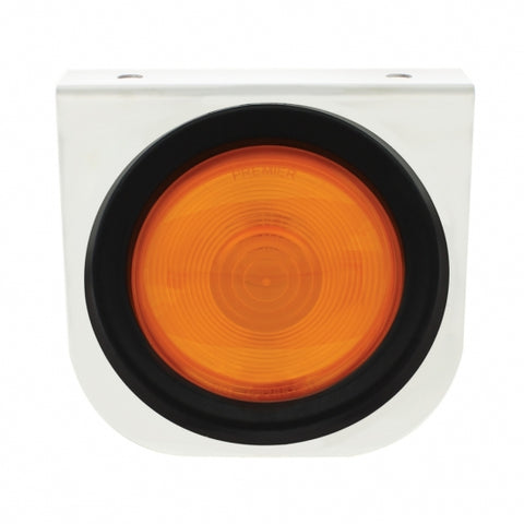 Stainless Light Bracket w/ 4" Light & Grommet - Amber Lens