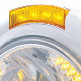 Stainless Steel Classic Headlight H4 w/34 Amber LED & Signal - Amber Lens