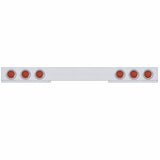 Stainless 1 Piece Rear Light Bar w/ Six 12 LED 4" Reflector Lights & Bezels - Red LED/Red Lens