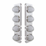 Peterbilt Stainless Front Air Cleaner Bracket w/ Eight 9 LED "GLO" Watermelon Lights & Bezels - Amber LED/Clear Lens