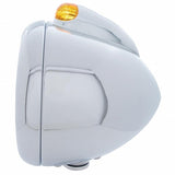 Stainless Steel Guide 682-C Headlight Crystal H4 & Dual Mode LED Signal - Amber Lens