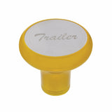 "Trailer" Deluxe Aluminum Screw-On Air Valve Knob w/Stainless Plaque - Electric Yellow