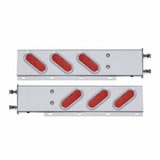 3 3/4" Bolt Pattern Stainless Spring Loaded Light Bar w/ 6 Oval 19 LED Lights & Bezel - Red LED/Red Lens