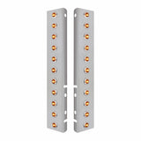 Peterbilt Stainless Front Air Cleaner Bracket w/ Twenty Two 3 LED Mini Lights & Stainless Bezels - Amber LED/Clear Lens
