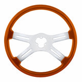 18" Vibrant Color 4 Spoke Steering Wheel - Cadmium Orange