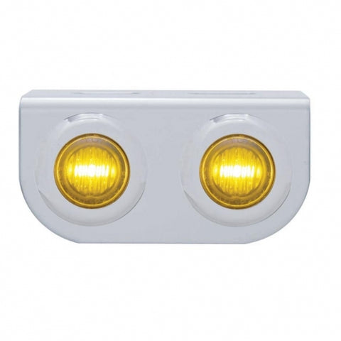 Stainless Light Bracket w/ Two 3 LED Mini Lights - Amber LED/Amber Lens